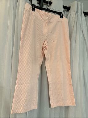 Pink Striped Women's Wide Leg Capris 100-% cotton NWOT size 12